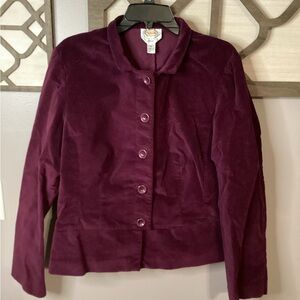 Talbots Velvet Button-Up Jacket - Rich Burgundy sz 18